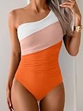 11 Best Swimsuits with Built-in Support for Women Over 50 with Drooping Bust (2026) 4 Aidonger One Shoulder One Piece Swimsuit for Women Tummy Control Bathing Suits Color Block Ruched Swim Suit Slimming Swimwear