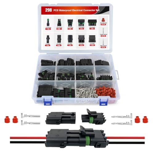Image of Nilight 298PCS 1 2 3 4 6 Pin Waterproof Automotive Electrical Connector Kit | Quick Connect and Disconnect Male Female Pin 20-16AWG Terminal Wire Connectors for Car Truck Motorcycle Marine Boat - 25 Kits