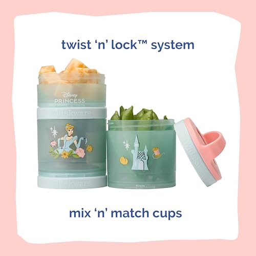 Image of (Cinderella) DiSNEY PRINCESS Whiskware Stackable Snack Pack - 3 Jar + Handle - Pink /Blue /Blue