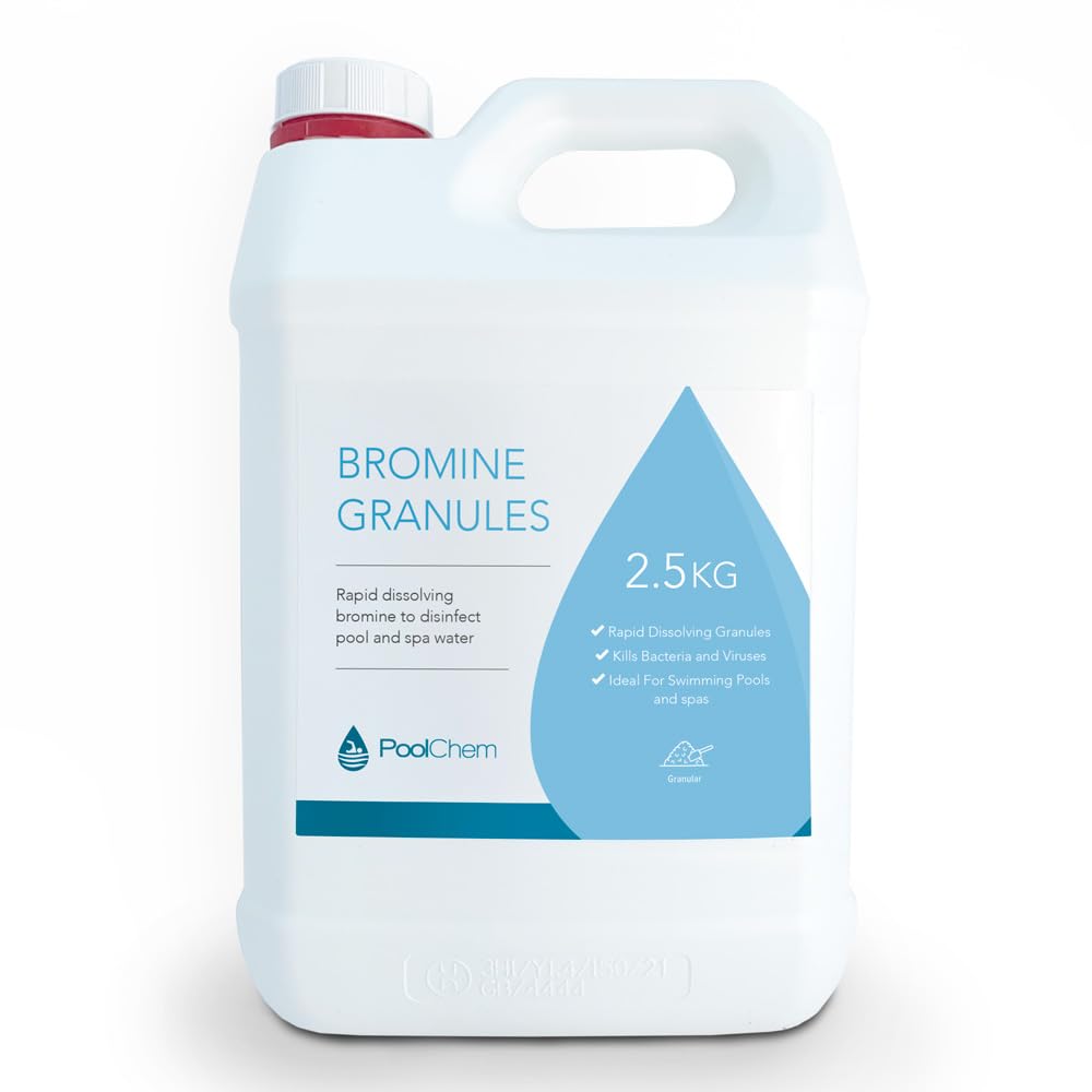 PoolChem Bromine Granules for Hot Tubs, Swimming Pools - 2.5kg Bromine Infused Chemical, used as a primary sanitizer for your Spa or Pool