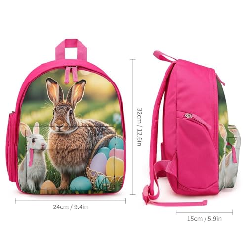 Mother Rabbit And Little Easter Bunny Backpack for Men Women, Durable Small Bookbag Lightweight Daypack for Travel, Hiking, Pink-style2