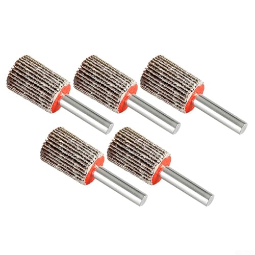 Bebykilemi Mole lamellari da 15 mm, grana 80, disco abrasivo montato su gambo in pollici per smerigliatura, sbavatura e finitura, compatibile con utensili elettrici e pneumatici, confezione da 5