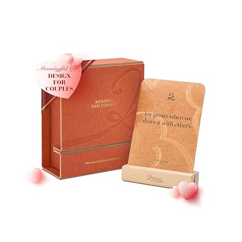 Knitus Positive Affirmation Cards for Couples – 54 Motivational & Inspirational Cards with Display Stand & Gift Box for Love, Reflection & Connection,A Lovely Gift for Newlyweds & New Parents