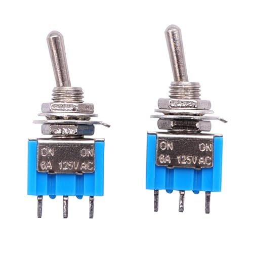 ALMEKAQUZ 12Pcs SPDT Mini Toggle Switch, 3-Pin 2 Position ON/ON Miniature Toggle Switch, 6A 125V AC MTS-102