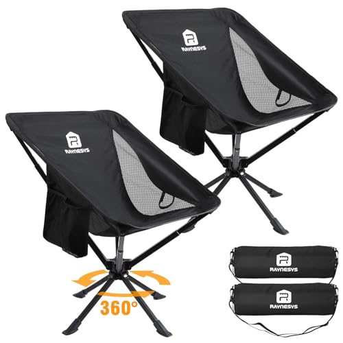 Image of Raynesys Portable Camping Chair 2 Pack, 8 Seconds Quick Setup Folding Camping Chair, Flexible 360 Rotation, 3.8Lb Lightweight Travel Chairs for Easy Carry to Hiking, Sporting, Travel, Beach