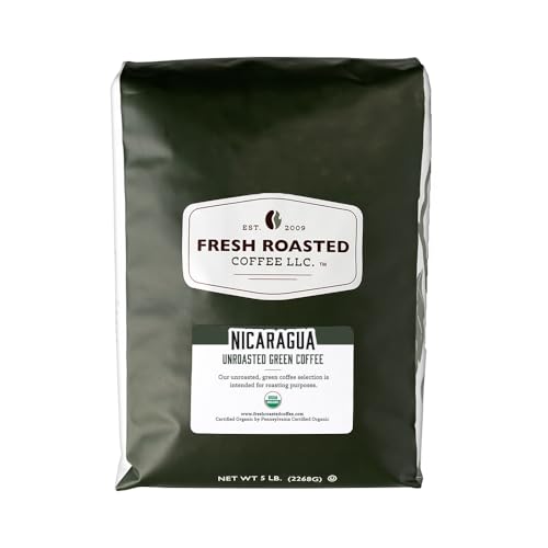 Image of Fresh Roasted Coffee, Unroasted Organic Nicaragua | USDA Organic, 100% Single Origin, Kosher | 5 Pound