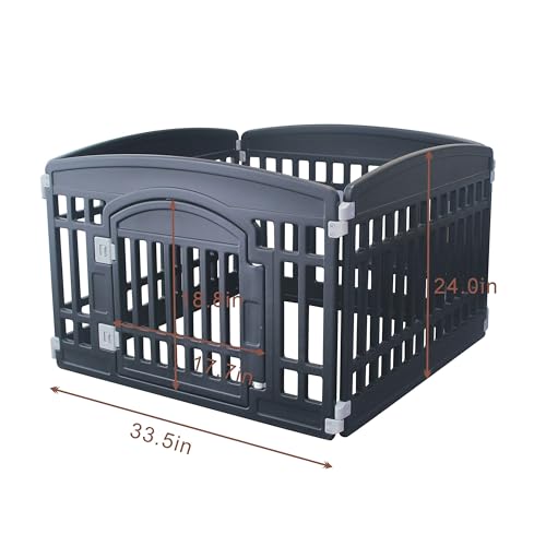 Pet Playpen with Mesh Fabric Top Cover Foldable Gate for Dogs Heavy Plastic Puppy Exercise Pen Small Pets Fence Puppies Folding Cage 4 Panels for Puppies and Small Dogs House Black 335×335 Inches  Cucciolini Doodles Pet playpen with mesh fabric top cover foldable gate for dogs heavy plastic puppy exercise pen small pets fence puppies folding cage 4 panels for puppies and small dogs house black 33 5×33 5 inches   cucciolini doodles
