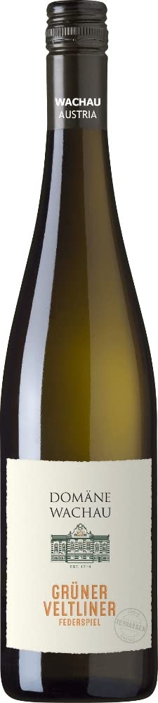 VINELLO 6er Weinpaket Weißwein - Grüner Veltliner Federspiel Terrassen 2021 - Domäne Wachau mit einem VINELLO.weinausgießer | 6 x 0,75 Liter