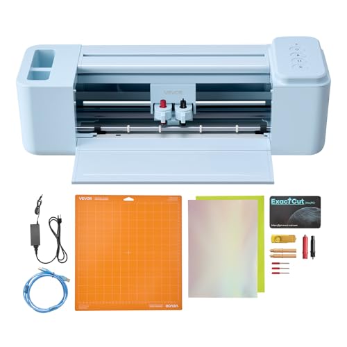 VEVOR Vinyl Cutting Machine, 12 in, Button-Controlled Vinyl Cutter, 20000+ Built-in Design Resources, Compatible with Mac, Windows, Android and iOS, for Creating Customized Crafts Cards, Home Decor