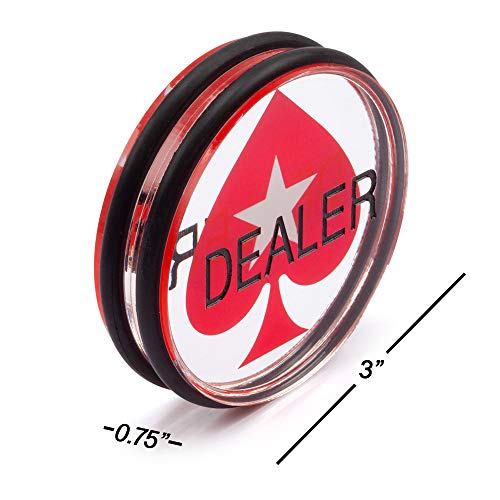 Image of GSE Games & Sports Expert 3-Inch Double-Sided Casino Grade Clear Acrylic Poker Dealer Puck Button for Gambling Card Games, Texas Hold 'em, Poker Nights, Tournaments