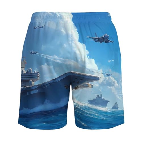 Military USS Ship Fight Jets Mens Swim Trunks Swimming Board Shorts with Compression Liner Summer Beach Bottom4