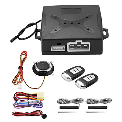 Klanata Universal Car Alarm Security System with Keyless Entry, Push Button Remote Starter, Standard Transmission Compatible, Engine Ignition Control