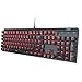 AUKEY Mechanical Keyboard Red Backlit Gaming Keyboard with Red Switches, 104 Keys 100% Anti-ghosting with Metal Top Panel and Water-Resistant Design for PC and Laptop Gamers, Black