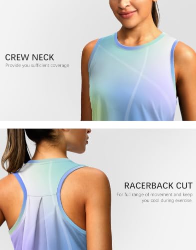 Image of Women's Workout Tops Racerback Athletic Tank Tops Sleeveless Loose Fit Yoga Running Gym Shirts for Women