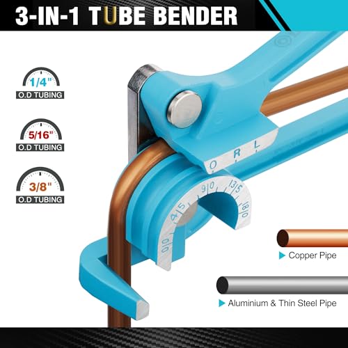 DURATECH 180 Degree Tubing Bender, Pipe Bender, 3-IN-1 Tube Bender, 1/4", 5/16", 3/8", for Copper, Brass, Aluminum and Thin Steel Pipes - Image 3