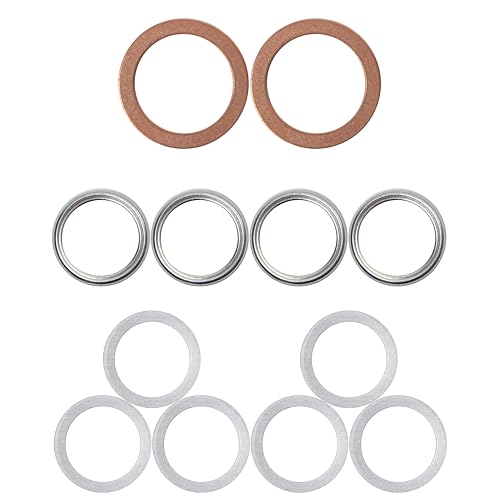 Image of Aluminium Oil Drain Plug Gaskets - Differential & Transfer Case Crush Washer for Leak Proof Sealing - Durable & Reliable Oil Plug Washer - Compatible with Toyota Lexus Scion (12 Pack)