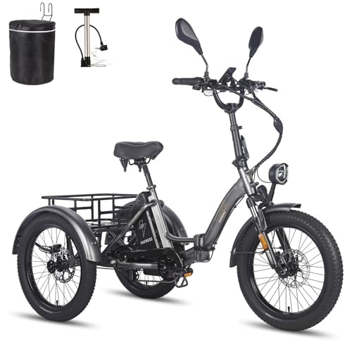 Fafrees F20 Mate E- Bike Dreirad 48V 21AH Straßenzulaßung [ Offiziell Dreirad für Erwachsene 65N.m, Damen Herren E Bike Klapprad 20 Zoll, Elektrofahrrad 180kg, Fatbike Ebike IPX5 Mountainbike