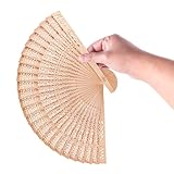 Abanico de madera plegable – Abanico plegable | Abanicos plegables manuales perfumados con madera de sándalo, para fiestas, cumpleaños, fiestas