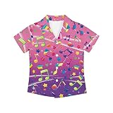 Music Stars Print Boy Button Up Shirt Short Sleeve Hawaiian Tropic T Shirt Big Boy Button Down Shirt