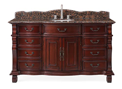 Benton Collection 60 inch Traditional Style Hopkinton Bathroom Vanity (60''