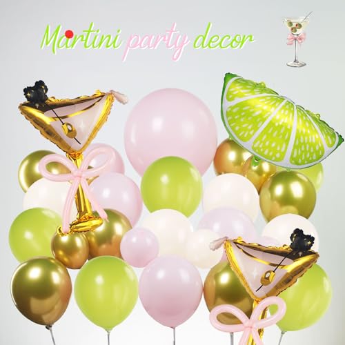 Image of Lemonade Martini balloon garland arch kit A Tini Bit Older Party decorations 130pcs Pink green white balloons martini glass mylar balloon for Martini Bar Party coquette birthday Decorations