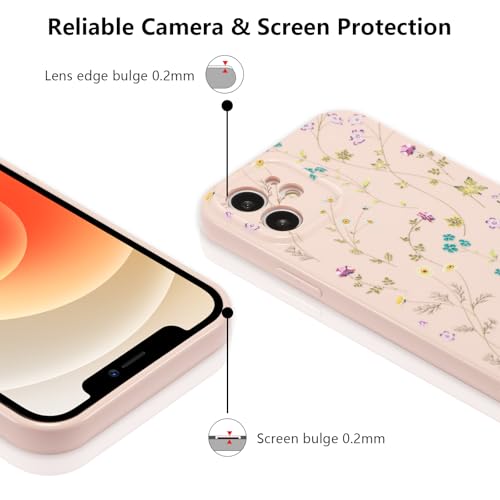 Image of RALEAVO Floral Case for iPhone 12, Flower Branch Pattern Design Cute Cover Case for Girls Women Slim Thin Soft Silicone Shockproof Anti-Slip Phone Case for iPhone 12 (6.1 inch),Pink | for iPhone 12 Case with Cute Flower Branch Pattern Design,Pretty Case for Girls Women,Soft Silicone Shockproof Cover