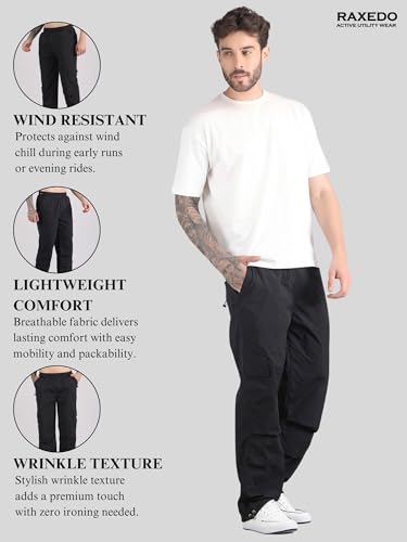 Image of Men's Water-Resistant Parachute Pants | Mens Bottom Wear | Cargo Pants for Men | Korean Pants for Man | Baggy Trackpants | Lightweight Multi-Pocket Utility Fit - Freedom to Move & All-Day Comfort