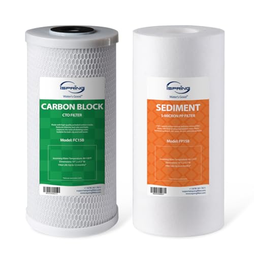 iSpring F2WGB21B Whole House 4.5x10 Water Filtration High Capacity Sediment and CTO Carbon Block Water Filter Replacement Cartridge Pack Set, Model: WGB21B