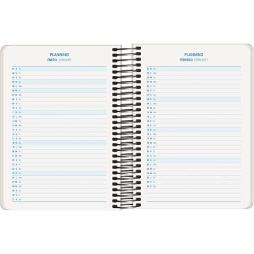 Q Kalon - Agenda Escolar 2025 2026 - Día Página, Tamaño A6 (12x17 cm), Español e Inglés, Septiembre a Junio, Cierre de Espiral, Tapa Flexible con Plástico Protector - Planner - imagen 4