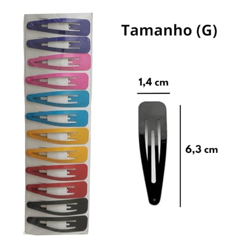 12 Presilhas de Cabelo Prendedor Tic Tac Colorido (Grande)