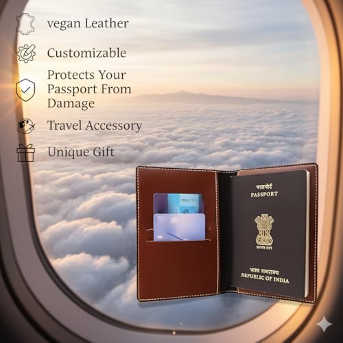 Image of Personalised PU Leather Passport Cover with Name | Customized Passport Holder & Card Organizer | Stylish Unisex Travel Wallet & Gift for Men & Women - Occasion Gift Edition