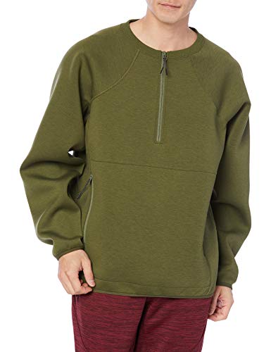 [チャンピオン] ハーフジップスウェットシャツ 撥水 軽量 高通気 ストレッチラップエア BLACK EDITION C3-T022 メンズ オリーブ XL