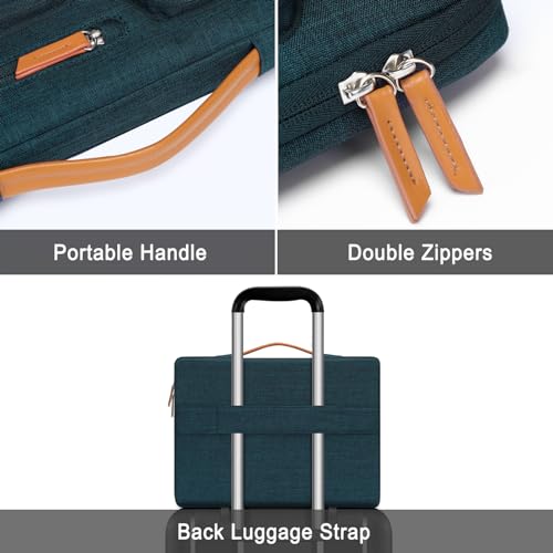 Image of MOSISO 360 Protective Laptop Case 15 inch, 15 inch Laptop Sleeve Compatible with MacBook Air M4 M3 M2 2025 2024 2023, Dell XPS Plus, Side Open Carrying Case with 4 Zipper Pockets&Handle, Teal Green