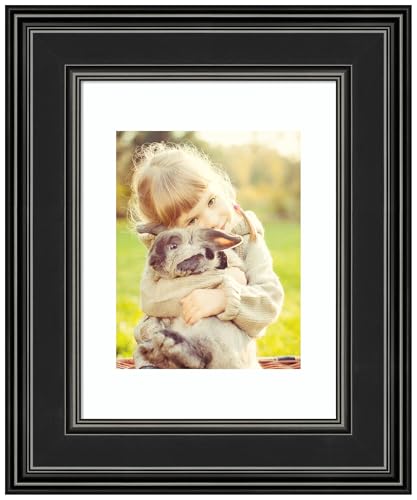 Amanti Art Picture Frame 11x14 Matted to 8x10 Photo Frame, Ridge Black Wood Framing for your Wedding Photos, Family Pictures, Diploma, Certificate, Kids Art Gift for Mom or Poster Wall Decor