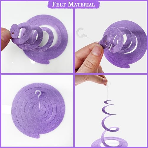 Image of 36 Pcs Mermaid Hanging Swirl Decorations Teal Purple Felt Swirl Streamer Spiral Ceiling Decorations Garland for Little Mermaid Under The Sea Birthday Wedding Bridal Shower Party Supplies