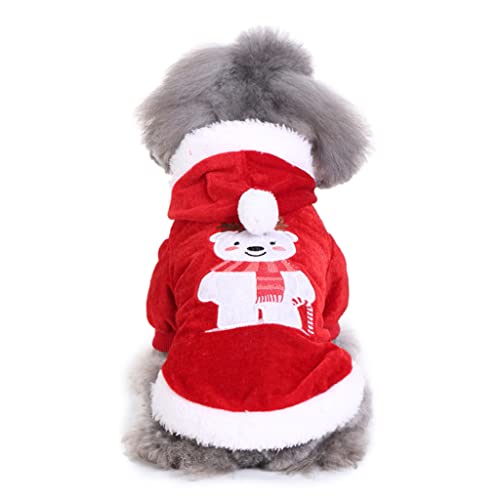Ornaous Cute Dog Cat Christmas Hoodie, Pet Teddy Bear Cosplay Costume, Puppy Fleece Outfits Warm Clothes（M Size） #TOP2