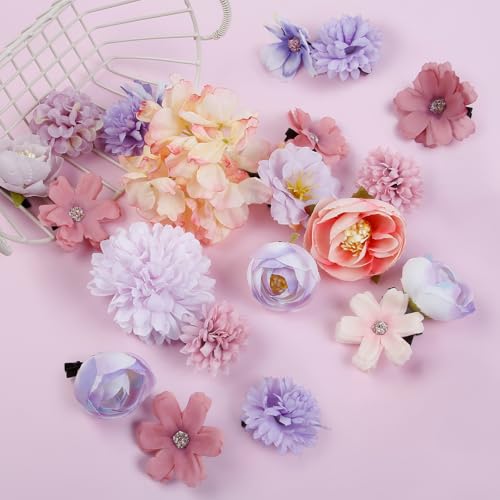 Set de 21 pinzas para el cabello con flores bohemias miniatura 4