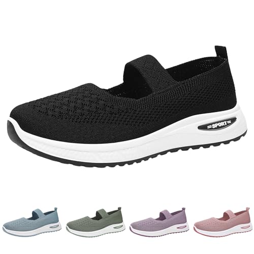 Zapatillas de correr para mujer, zapatos de cuña para mujer, de ajuste ancho, de malla transpirable, ligeros, para caminar, cómodos, para exteriores, para correr, para verano, entrenamiento, mocasines