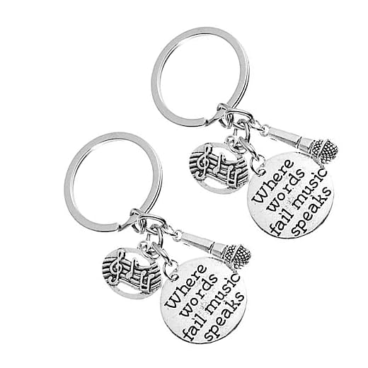 JOINPAYA 2 Unidades Pingente Musical Voz De Microfone Pingente De Musical Chaveiros Infantis Gravado Microfone Keychian De Piano Amantes Único Liga De Zinco Bolsa Carteira
