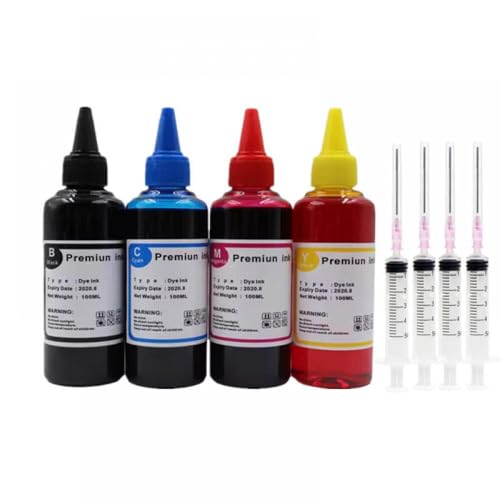 MCUXMVUMI Kit de Recarga de Tinta Universal, Tinte, Compatible con Tinta de Impresora 301, 302, 304, 305 XL, 2540, 2050, 2510, 2620, 2630, 2632, 5030, 5020, 3720, 3730.(1BK 1C 1M 1Y)