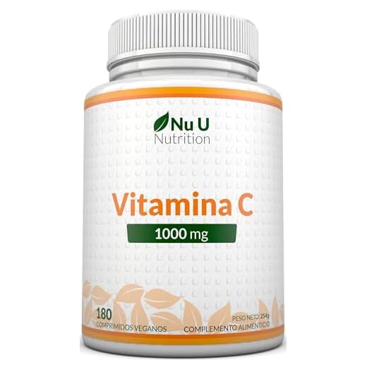 Vitamina C - 1000 mg - 180 Comprimidos (Suministro para 6 Meses) - Complemento alimenticio de Nu U Nutrition