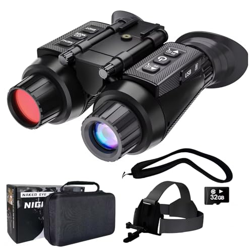 HMWOKPOT Night Vision Goggles Helmet-Mounted, NV8300 3D 4K Binoculars Gear IR Night Vision Telescope Infrared Night Vision Binoculars with 32GB Memory Card