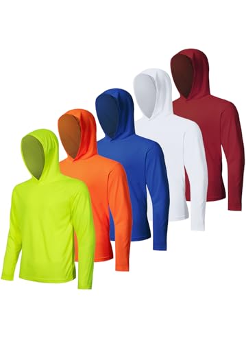 Image of 5 Pack Men's UPF 50+ Sun Protection Hoodie Shirts Long Sleeve Shirts Quick Dry Lightweight for Running Workout Hiking Fishing