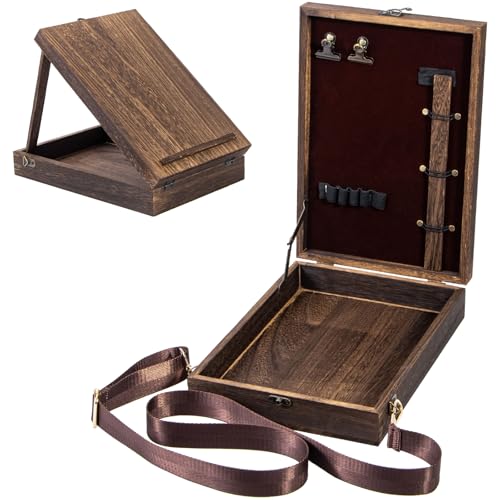 Useekoo Writers Messenger Wooden Box with Hinged Lid Front Clasp,13'x9'x2.8', Multifunctional Retro...