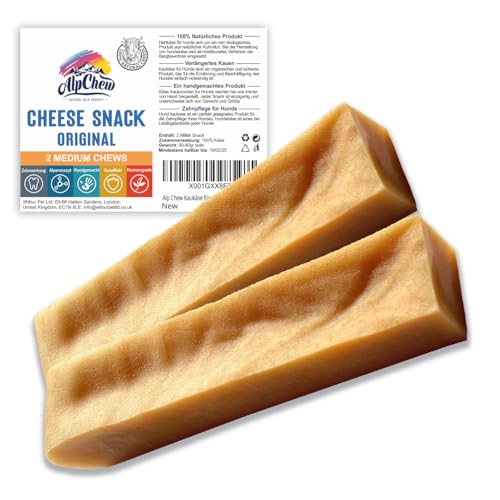 Alp Chew Kaukäse für Hunde M Mittel 2 Stück Käse Kauknochen Kaustab aus Hartkäse Käseknochen