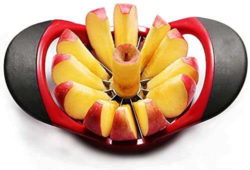 Fgnuay Coupe-Pommes - Coupe-Fruits en Inox, Trancheuse Manuelle,12 Tranches de Coupe-Pommes et Vide-Pommes Minces, Coupez Rapidement et Facilement Les Pommes en Quartiers Nets, Noirs et Rouges.