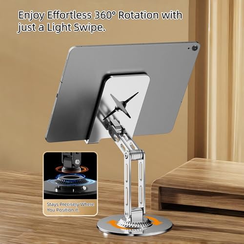 Briteroh All-Metal Cell Phone Stand 360° Rotatable & Height Adjustable - 25KG Super Load-Bearing, Foldable Desk Stand for Phone, Compatible with iPhone 17/16/15/14, Nintendo Switch, Silver by Briteroh - Used condition - Image 5