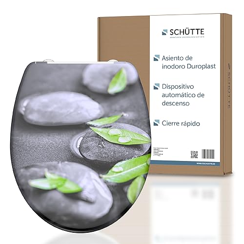 SCHÜTTE Stones - Asiento de inodoro de plástico termoestable Duroplast con descenso automático, tapa de inodoro con diseño y cierre rápido para la limpieza, carga máx. 150 kg