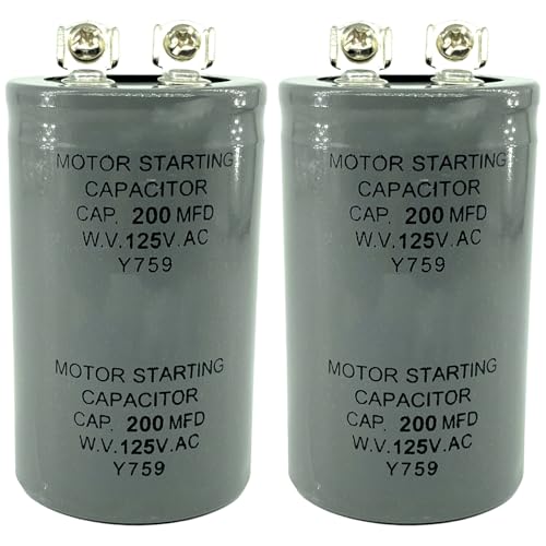 CD60 Capacitors 200uF 200MFD 125VAC 2-Pack Motor Start Capacitors for HVAC, Air Conditioning, Refrigeration and Electric Motors