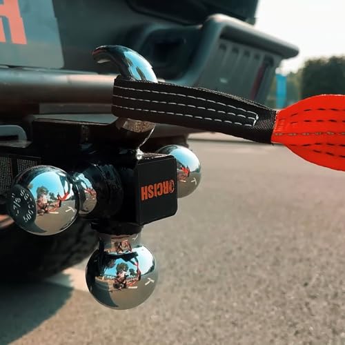 Image of ORCISH Trailer Hitch Tri-Ball Mount with Tow Hook & Pin, Chrome Trailer Ball Sizes 1-7 /8 inch, 2 inch & 2-5 /16 inch, Fit 2 Inch Hitch Receiver, 10,000 LBS Max Towing Capacity for RVs, SUVs, ATVs & Trucks
